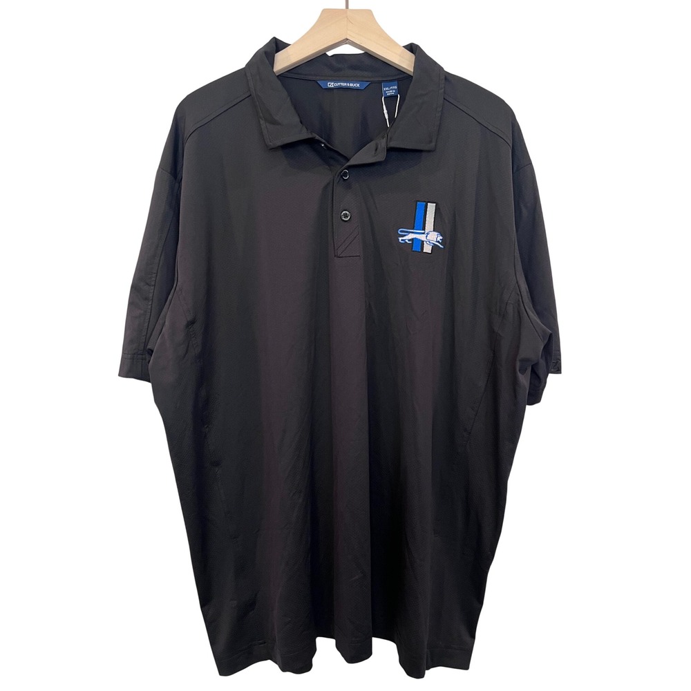 Cutter & Buck Mens XXL Black Detroit Lions Polo Shirt Golf Casual‎
